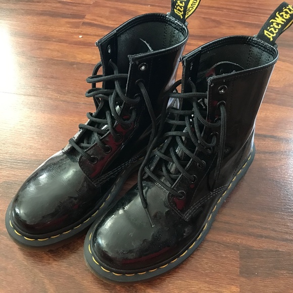 Black Patent Lamper Doc Martens 1460 8-Eye Boot Size 6 - Picture 1 of 6